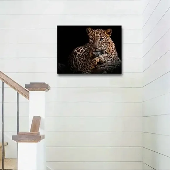Leopard Wall Art Handcrafted Canvas Oil Painting 12X16 - Picture 4 of 4